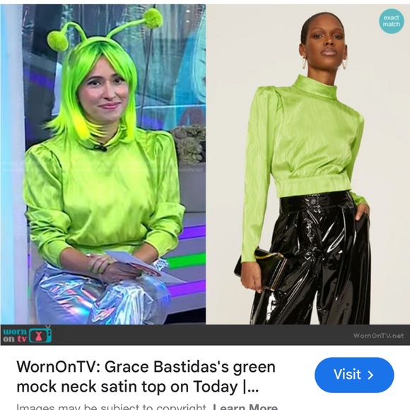 Ronny Kobo Kaira Satin‎ Open Back Top Green 4 - Picture 3 of 10